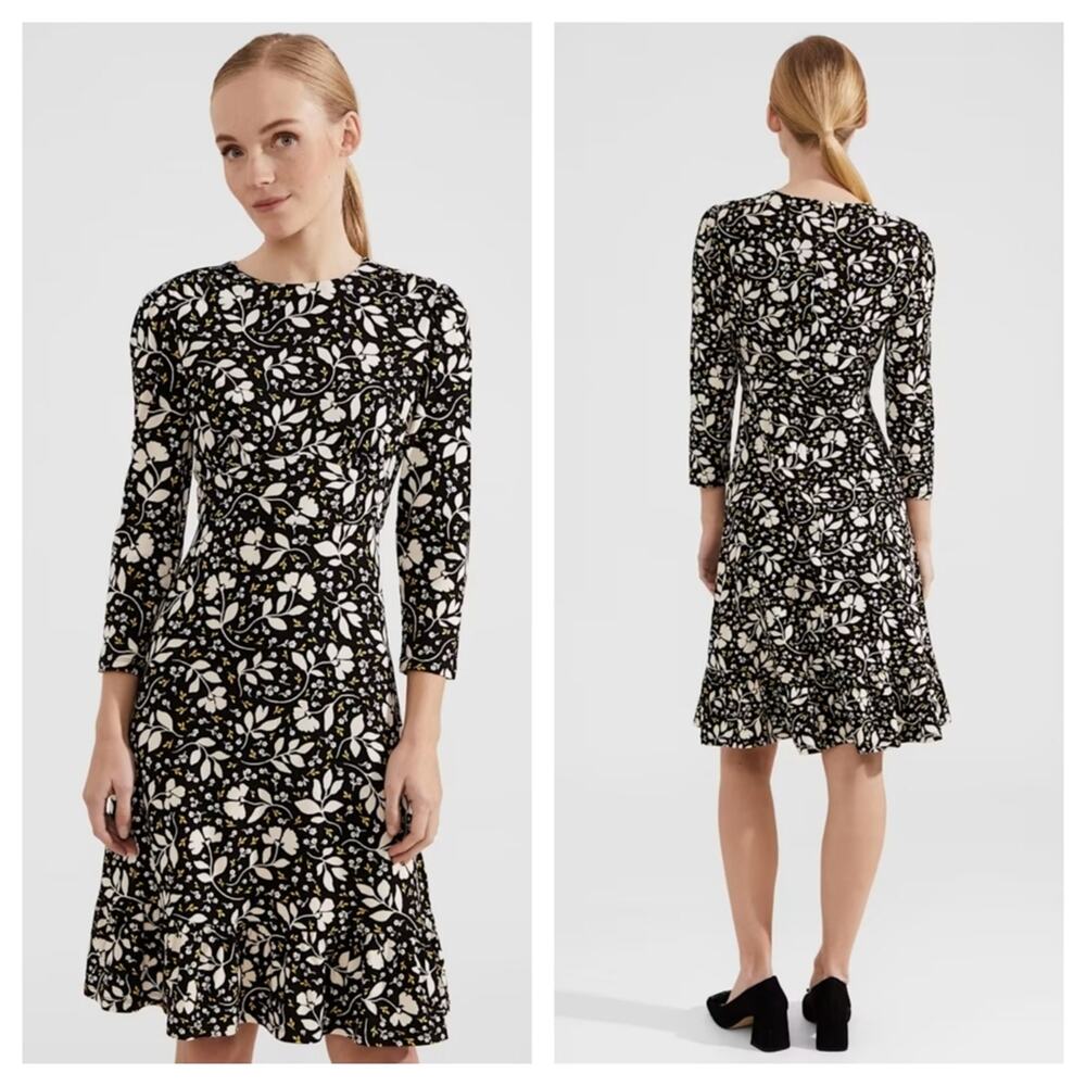 Hobbs London Ami Jersey Dress In Black Multi Size 10